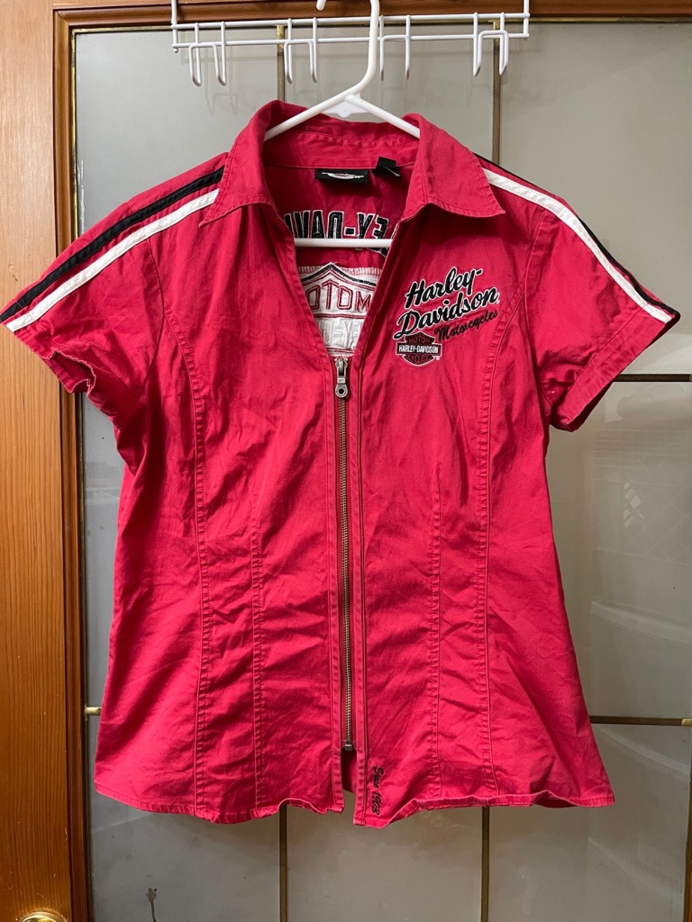 Harley-Davidson Women's Red Short-Sleeve Zip Front Jacket